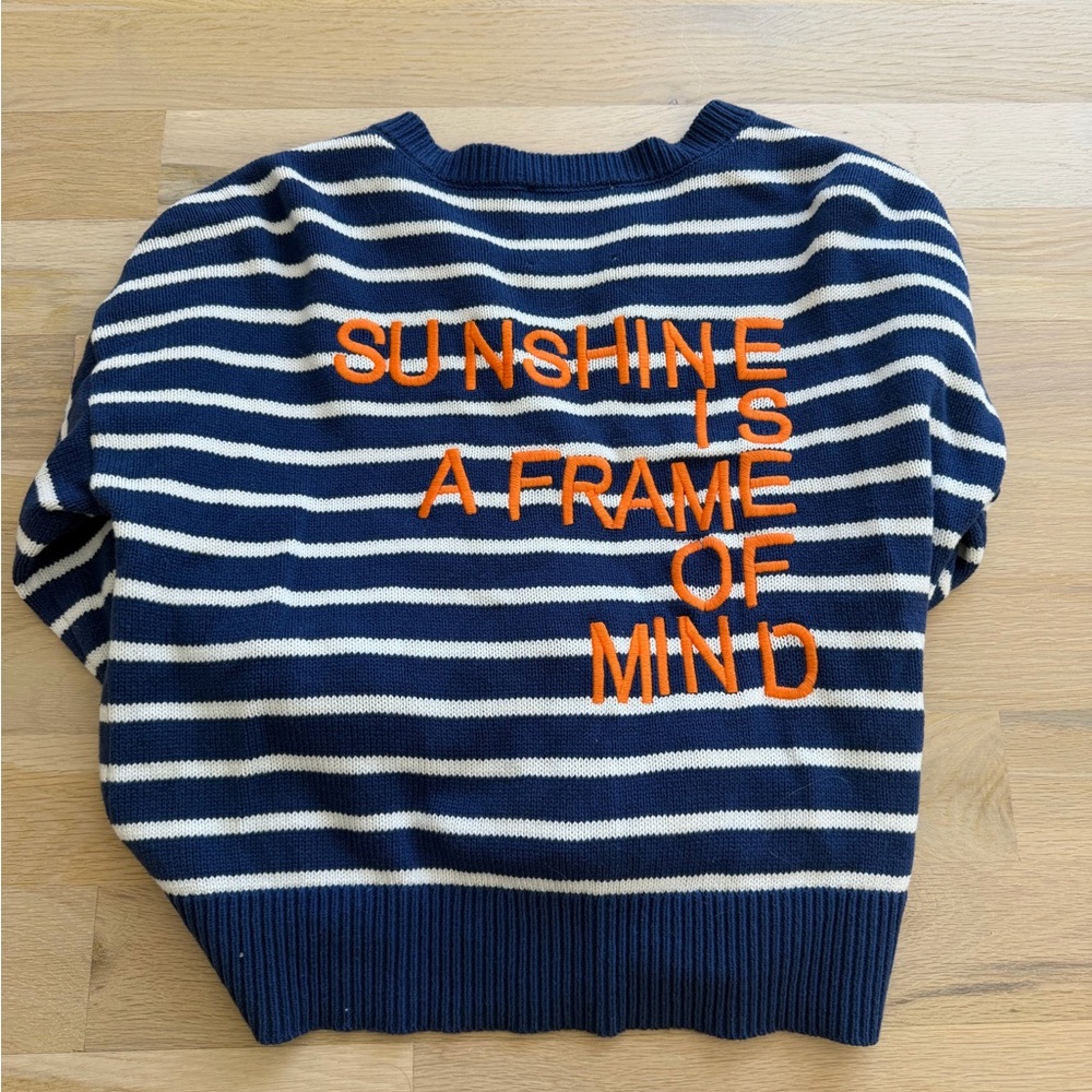 Kerri Rosenthal XO KR sunshine is a frame of mind blue striped sweater
